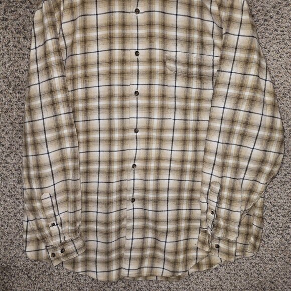 Eddie Bauer Shirt Mens Large Button Up Brown Plaid Flannel Cotton Pocket Casual - Picture 5 of 7
